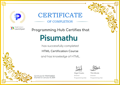 HTML Certification Course